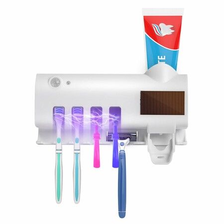 Toothbrush Sanitizer UV Toothbrush Holder for Electric/Regular Toothbrush, Bathroom Toothbrush Sanitizer with Wall Mount Sticker