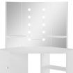 Corner Dressing Table Make-up Table with LED Light White