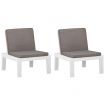 Garden Lounge Chairs with Cushions 2 pcs Plastic White