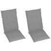 Garden Chairs 2 pcs with Grey Cushions Solid Teak Wood