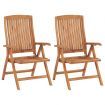 Garden Chairs 2 pcs with Cream Cushions Solid Teak Wood