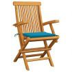 Garden Chairs with Blue Cushions 2 pcs Solid Teak Wood