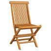 Garden Chairs with Grey Cushions 2 pcs Solid Teak Wood