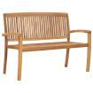 Stacking Garden Bench with Cushion 128.5 cm Solid Teak Wood