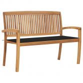 Stacking Garden Bench with Cushion 128.5 cm Solid Teak Wood