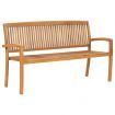 Stacking Garden Bench with Cushion 159 cm Solid Teak Wood