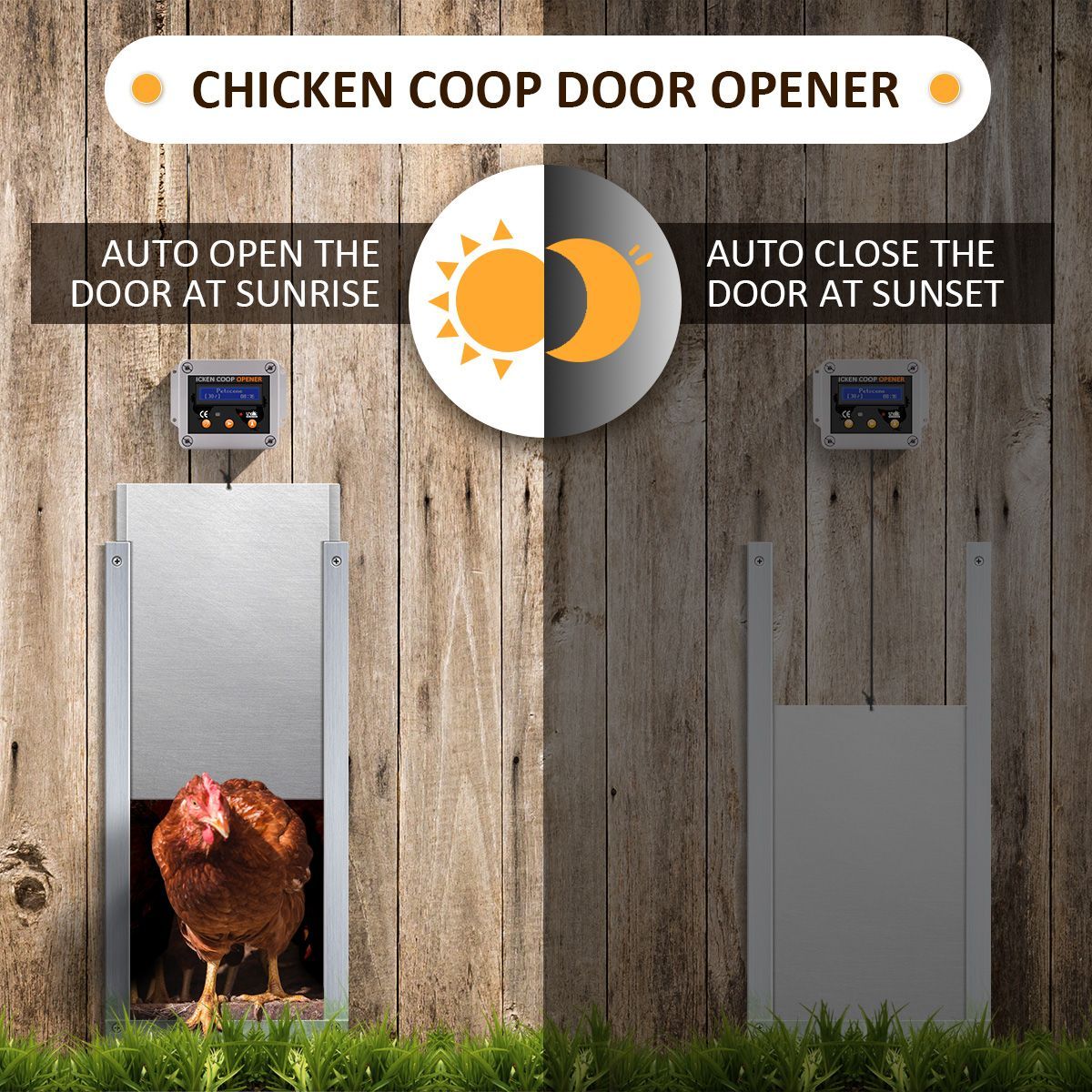 Safe Automatic Chicken Coop Door Opener Closer Working W/Timer Or Light Sensor, Get Rid Of Raccoons