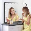 Warm Yellow/Natural/Cool White Light Hollywood Makeup Vanity Mirror W/5X Magnify,Dimmer Adjustable