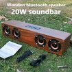 Wooden TV Soundbar Wireless Column Bluetooth Speaker Alarm Clock Subwoofer for Computer Speakers AUX