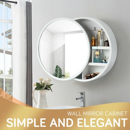 Mirrored Wall Bathroom Cabinet Round, Bathroom Cabinet With Round Mirror