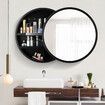 Mirrored Bathroom Wall Cabinet Round Mirror Storage Cabinet Cupboard Medicine Cabinet Black