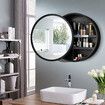 Mirrored Bathroom Wall Cabinet Round Mirror Storage Cabinet Cupboard Medicine Cabinet Black