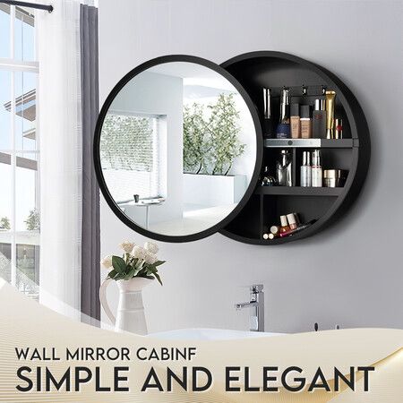 Mirrored Bathroom Wall Cabinet Round, Wall Mirror With Storage For Bathroom