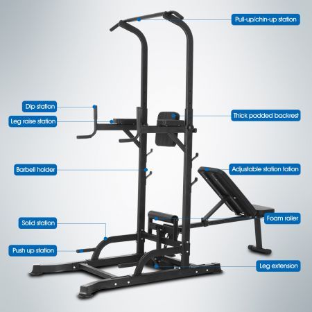 9In1 Home Gym Station For Bench Press,Chin-Up,Dip Station,Pull-Up,Push-Up,Power Rack,Leg Raise Etc