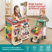 Kids Imagine Develop Toy-48Pcs Supermarket Pretend Play Set W/Good,Trolley,Scanner,Pos Machine,Etc.