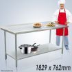 Stainless Steel Kitchen Prep Table Food Cater Work Bench W/5Cm Splash Back Edge 182.9X76.2X90CM