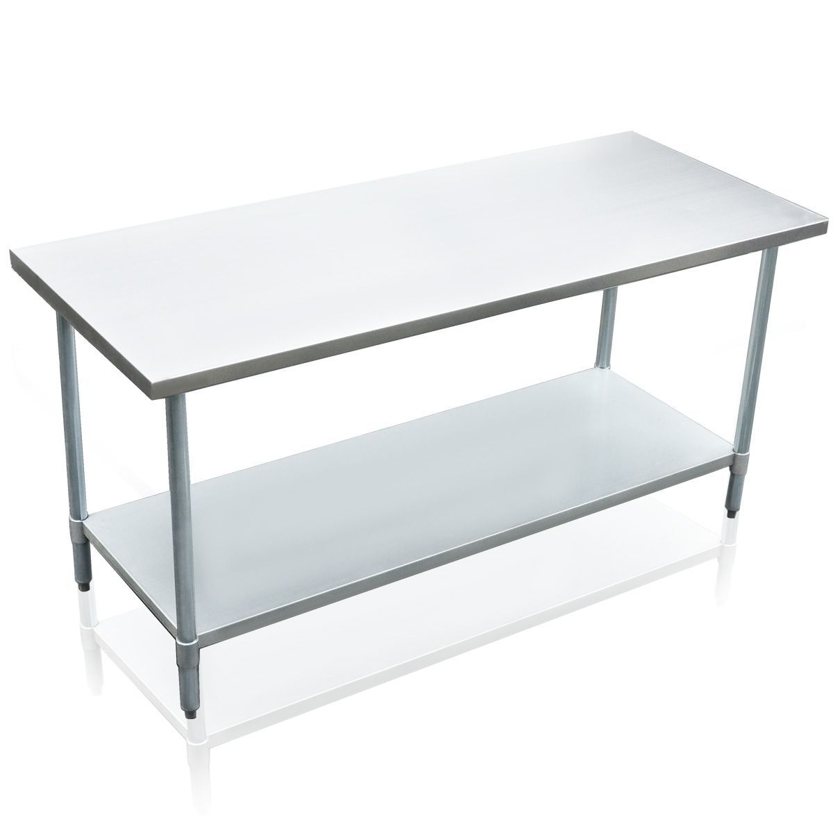 Stainless Kitchen Prep Table Cater Work Bench W/Adjustable Feet For Uneven Floor 183x76.2x90cm