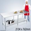 Stainless Kitchen Prep Table Cater Work Bench W/Adjustable Feet For Uneven Floor-213.4X76.2X90CM