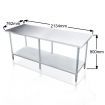 Stainless Kitchen Prep Table Cater Work Bench W/Adjustable Feet For Uneven Floor-213.4X76.2X90CM