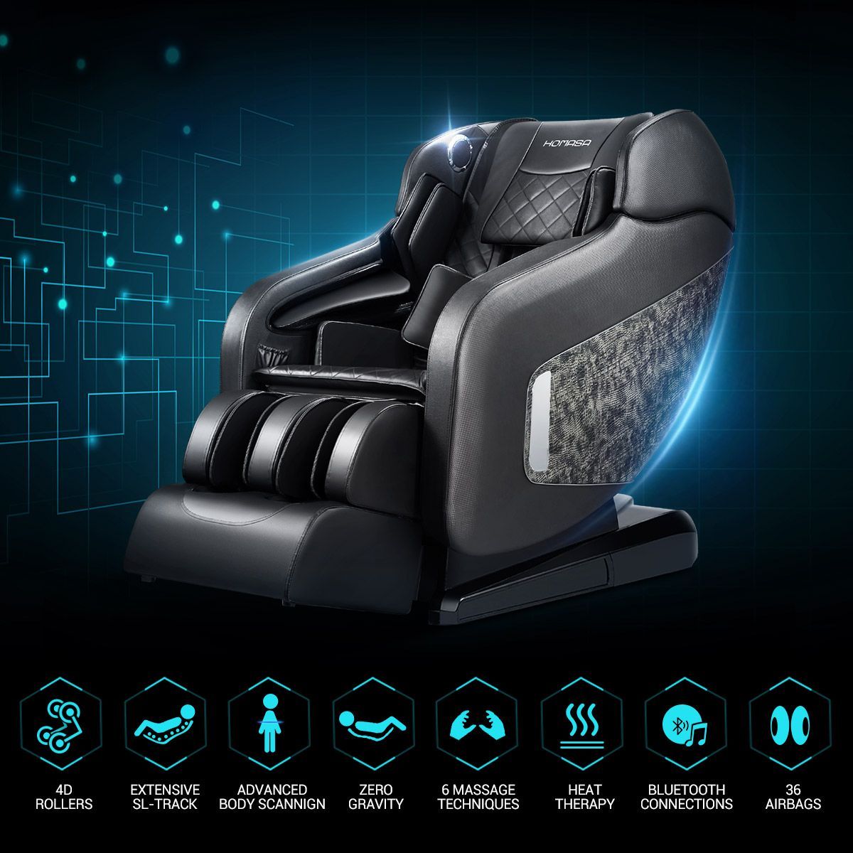 4D 40-Airbag Full Body Heated Massage Chair 0 Gravity Recliner W/Shiatsu,Knead,Flap,Knock,Extrusion