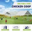 3X10X1.95M Walk In Chicken Coop Cage Dog Enclosure Kennel Pet Run House,Uv Block Roof Security Gate