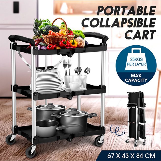 Kitchen Island Trolley Folding Service Cart Storage Rack Shelf Organiser 3 Tiers Crazy S Cart Storage Rack Shelf Organiser, How To Make A Kitchen Island Trolley