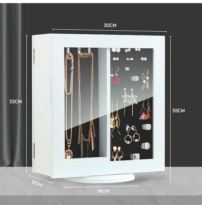 360 Degree Rotating Jewellery Cabinet Organiser Mirror Jewelry Cabinet ...