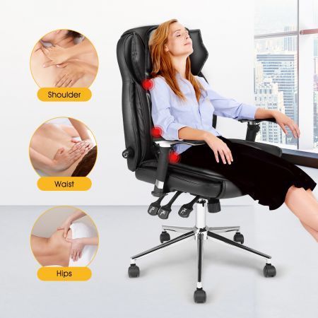 Car Home Office Massage Seat Cushion Include Pulsate, Tap, Roll, Knead, Auto 5 Massage Modes-Pu Leather