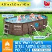 Bestway Rattan Print Steel Frame Above Ground Swimming Pool W/Antimicrobial Filter 4.27X2.5X1M