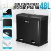 Kitchen 48L Anti Rust Dual Compartment Pedal Bin W/Durable Pp Inner Buckets Good Sealing No Odor