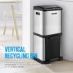 Kitchen Space Saving Vertical 34L Dual Compartment Pedal Waste Bin Garbage Can Easy To Clean