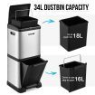 Kitchen Space Saving Vertical 34L Dual Compartment Pedal Waste Bin Garbage Can Easy To Clean