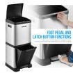 Kitchen Space Saving Vertical 34L Dual Compartment Pedal Waste Bin Garbage Can Easy To Clean