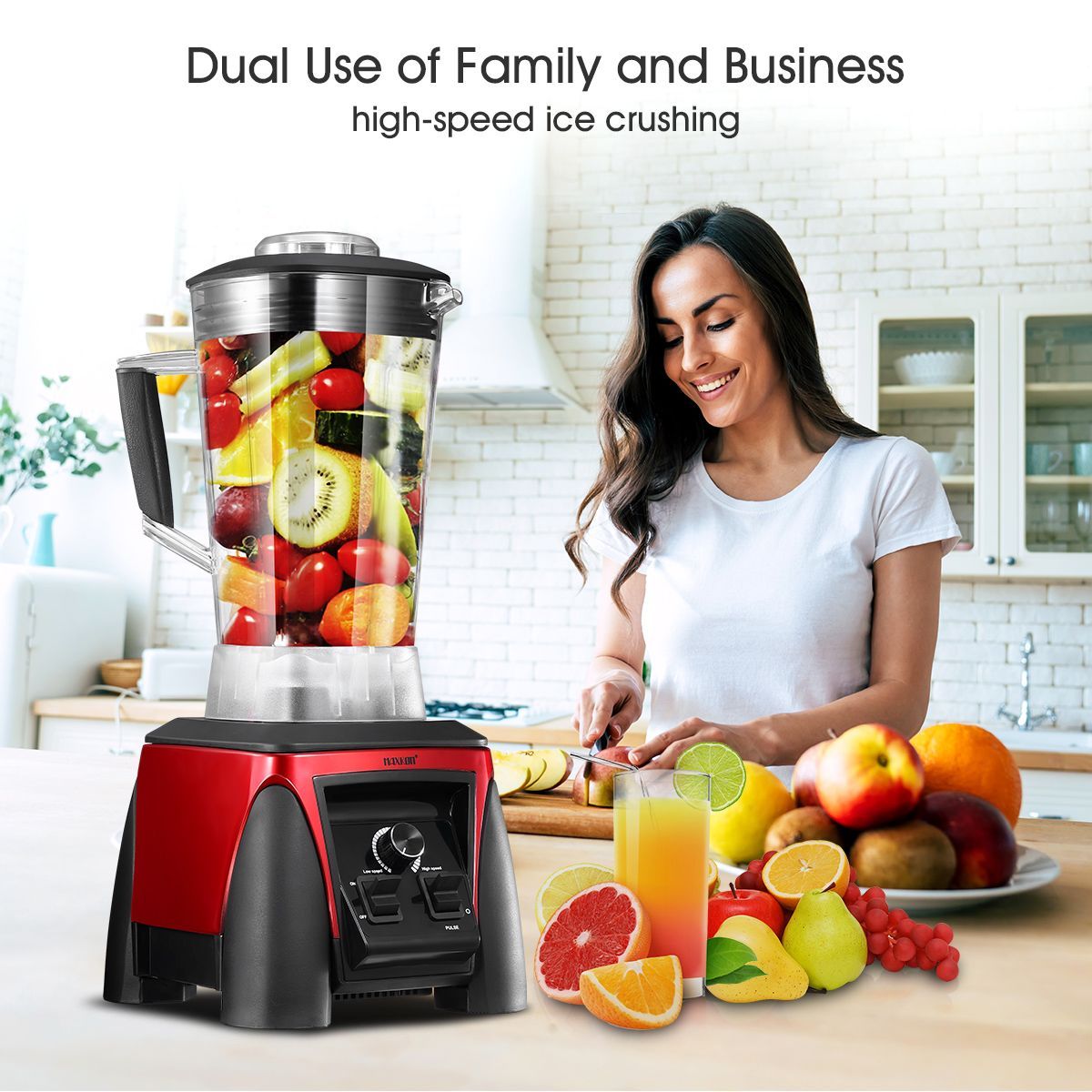 Powerful 2300W Home/ Business 3L Food Blender Smoothie Maker Juicer Grinder W/ High Speed Blade-Red