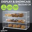 3 Tiers Crystal Dust Proof Cake Display Cabinet Food Showcase Case W/ 2 Durable Shelves 58X33X40Cm