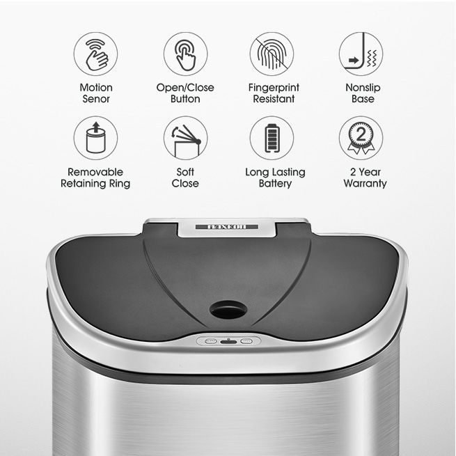 70L Kitchen Touchless Motion Sensor Bin Dual Compartment Garbage Waste