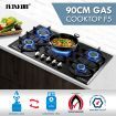 90Cm Ng Lpg 5 Burners Gas Cooktop Hob Stove Easy Clean Crystal Glass Top W/Sai Safe Certification