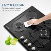 90Cm Ng Lpg 5 Burners Gas Cooktop Hob Stove Easy Clean Crystal Glass Top W/Sai Safe Certification