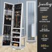 1.6M 360 Rotatable Mirror Jewellery Cabinet W/Versatile Holders&Ample Space Shelves,Lockable Door