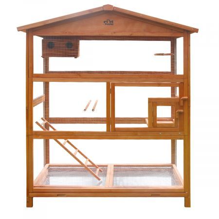 Durable Fir Wood Spacious Waterproof Bird Cage Aviary W/Perche,Toy,Ladder For Parrot Cockatoo,Etc.