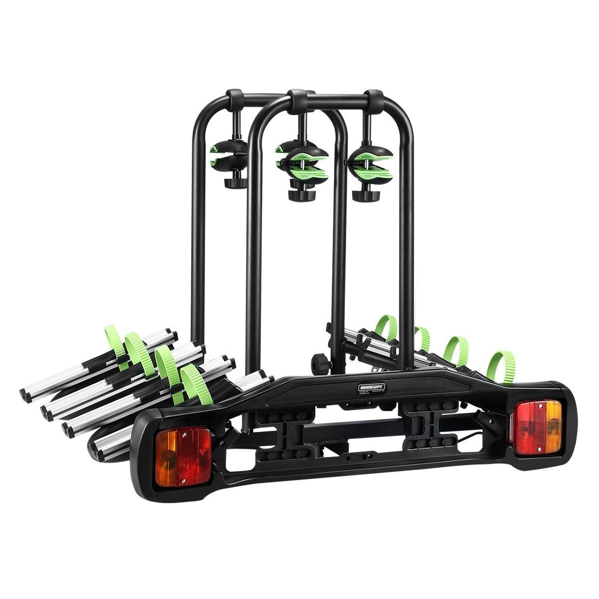 Car 4 Bikes Rack Tow Ball Mounting Carrier W/Tail Light,License Plate Frame,Flexible Titling Design