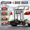 Car 4 Bikes Rack Tow Ball Mounting Carrier W/Tail Light,License Plate Frame,Flexible Titling Design