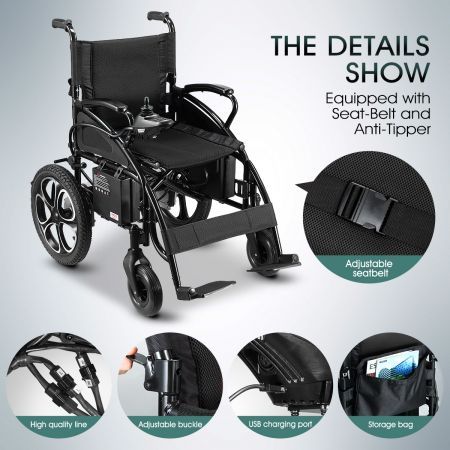 6Km/H Foldable Electric Wheel Chair W/Flexible 360 Rotatable Angle,Various Road Type Applicable