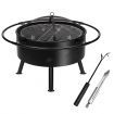 32" Outdoor Fire Pit / Bbq Grill 2 In 1 Portable Fireplace Brazier Patio Heater W/Safety Mesh Lid