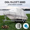 19-21Ft High Quality Weather/Uv Resistant Jumbo Boat Cover Canopy For Hardtop Or T-Top Boats