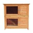 Large 2-Layer Fir Wood Waterproof Rabbit Hutch Chicken Coop Cage W/Easy Cleaning Slide Out Trays