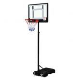 1.65-2.1M Mobile Basketball Hoop Stand W/Ring,Backboard,Stable Base,Protetive Sleeve On Pole