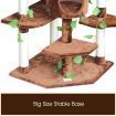 XL 2.1M Multi-Layer Cat Sratching Post Climb Tree Gym Pole W/2 Condos 5 Beds For Multi Cats-Brown