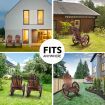 Garden Waterproof Sturdy Wooden Wagon Wheels Rocking Chair For Backyard Patio Max 150Kg Load