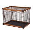 Large Rust Resistant Wire Steel Pet Cage Dog Crate Cat Playpen W/Wpc Frame, Security Large Door